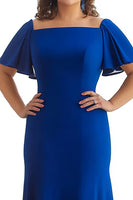 Load image into Gallery viewer, Plus Size Royal Blue Sheath Chiffon Long Mother of the Bride Dress
