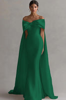 Load image into Gallery viewer, Ivory Off The Shoulder Bow Mermaid Long Wedding Dinner with Cape
