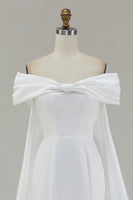 Load image into Gallery viewer, Ivory Mermaid Off The Shoulder Bow Long Wedding Dress with Cape