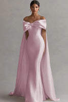 Load image into Gallery viewer, Ivory Off The Shoulder Bow Mermaid Long Wedding Dinner with Cape