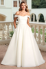 Load image into Gallery viewer, Ivory Organza A Line Off the Shoulder Sweep Train Wedding Dress