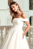 Load image into Gallery viewer, Ivory Organza A Line Off the Shoulder Sweep Train Wedding Dress