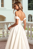 Load image into Gallery viewer, Ivory Satin Spaghetti Straps Sweep Train Wedding Dress