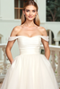 Load image into Gallery viewer, Simple Ivory Off the Shoulder Sweep Train Wedding Dress