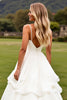 Load image into Gallery viewer, Ivory Chiffon Square Sweep Train Boho Wedding Dress with Ruffle