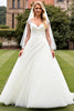 Load image into Gallery viewer, Ivory Organza Sweep Train V Neck Wedding Dress with Lace