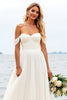 Load image into Gallery viewer, Ivory Chiffon Off the Shoulder Sweep Train Boho Wedding Dress with Slit
