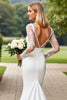 Load image into Gallery viewer, Ivory Satin Square Neck Sweep Train Mermaid Wedding Dress