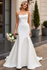 Load image into Gallery viewer, Ivory Satin Strapless Sweep Train Mermaid Wedding Dress