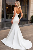 Load image into Gallery viewer, Ivory Satin Strapless Sweep Train Mermaid Wedding Dress