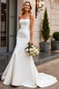 Load image into Gallery viewer, Ivory Satin Strapless Sweep Train Mermaid Wedding Dress