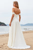 Load image into Gallery viewer, Ivory Chiffon Off the Shoulder Sweep Train A Line Boho Wedding Dress