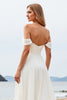 Load image into Gallery viewer, Ivory Chiffon Off the Shoulder Sweep Train A Line Boho Wedding Dress