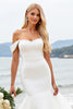 Load image into Gallery viewer, Ivory Satin Mermaid Off the Shoulder Sweep Train Wedding Dress