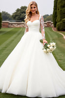Load image into Gallery viewer, Ivory Organza Ball Gown Sweetheart Sweep Train Wedding Dress