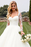 Load image into Gallery viewer, Ivory Organza Ball Gown Sweetheart Sweep Train Wedding Dress