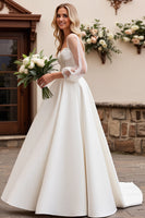 Load image into Gallery viewer, Ivory Sweetheart Long Sleeves Wedding Dress with Lace