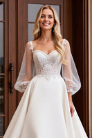 Load image into Gallery viewer, Ivory Sweetheart Long Sleeves Wedding Dress with Lace
