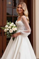 Load image into Gallery viewer, Ivory Sweetheart Long Sleeves Wedding Dress with Lace