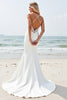 Load image into Gallery viewer, Ivory Satin V Neck Sweep Train Boho Wedding Dress