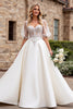 Load image into Gallery viewer, Ivory Satin A Line Sweetheart Floor Length Wedding Dress with Lace