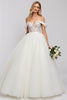 Load image into Gallery viewer, Ivory Organza Floor Length Off the Shoulder Ball Gown Wedding Dress with Lace