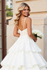 Load image into Gallery viewer, Ivory Satin Spaghetti Straps Sweep Train Ball Gown Wedding Dress with Ruffles