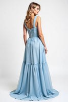 Load image into Gallery viewer, Sky Blue High-Low Sweetheart Bridesmaid Dress