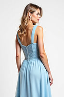 Load image into Gallery viewer, Sky Blue High-Low Sweetheart Bridesmaid Dress