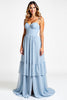 Load image into Gallery viewer, Sky Blue A Line Chiffon Sweetheart Backless Long Bridesmaid Dress