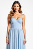 Load image into Gallery viewer, Sky Blue A Line Chiffon Sweetheart Backless Long Bridesmaid Dress