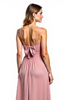 Load image into Gallery viewer, Dusty Rose A Line Chiffon V-Neck Long Bridesmaid Dress