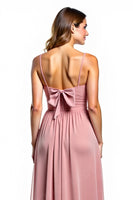 Load image into Gallery viewer, Dusty Rose A Line Chiffon V-Neck Long Bridesmaid Dress