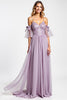 Load image into Gallery viewer, Purple A Line Chiffon Long V-Neck Bridesmaid Dress