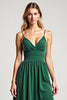 Load image into Gallery viewer, Chiffon Dark Green A Line Backless Long Bridesmaid Dress with Slit