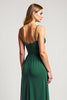 Load image into Gallery viewer, Chiffon Dark Green A Line Backless Long Bridesmaid Dress with Slit