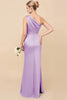 Load image into Gallery viewer, Royal Blue Satin Ruched One Shoulder Sheath Long Bridesmaid Dress