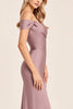 Load image into Gallery viewer, Vintage Mauve Off the Shoulder Bridesmaid Dress with Slit