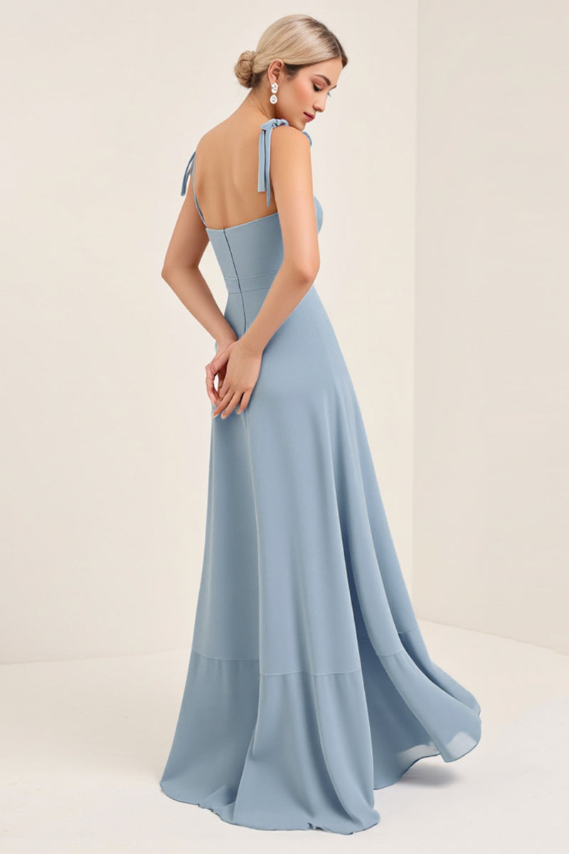 Load image into Gallery viewer, Sky Blue Sheath Backless Long Bridesmaid Dress