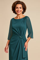 Load image into Gallery viewer, Peacock Boat Neck Sheath Chiffon Long Mother of the Bride Dress