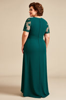 Load image into Gallery viewer, Pine Asymmetrical Appliqued Chiffon Long Mother of the Bride Dress