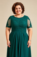 Load image into Gallery viewer, Pine Asymmetrical Appliqued Chiffon Long Mother of the Bride Dress