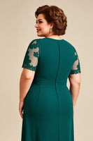 Load image into Gallery viewer, Pine Asymmetrical Appliqued Chiffon Long Mother of the Bride Dress