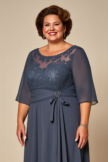 Twilight Appliqued Chiffon Long Mother of the Bride Dress