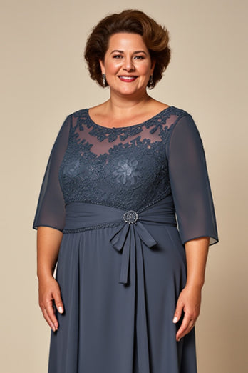 Twilight Appliqued Chiffon Long Mother of the Bride Dress