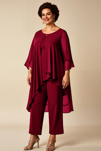 Peacock Chiffon Asymmetrical Jumpsuit Mother of the Bride Dress