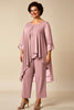 Load image into Gallery viewer, Peacock Chiffon Asymmetrical Jumpsuit Mother of the Bride Dress