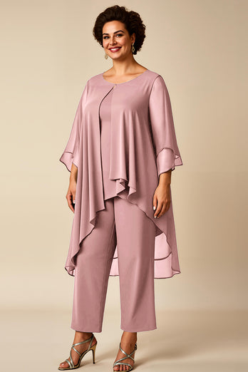 Peacock Chiffon Asymmetrical Jumpsuit Mother of the Bride Dress