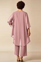 Load image into Gallery viewer, Peacock Chiffon Asymmetrical Jumpsuit Mother of the Bride Dress