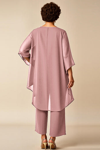 Peacock Chiffon Asymmetrical Jumpsuit Mother of the Bride Dress